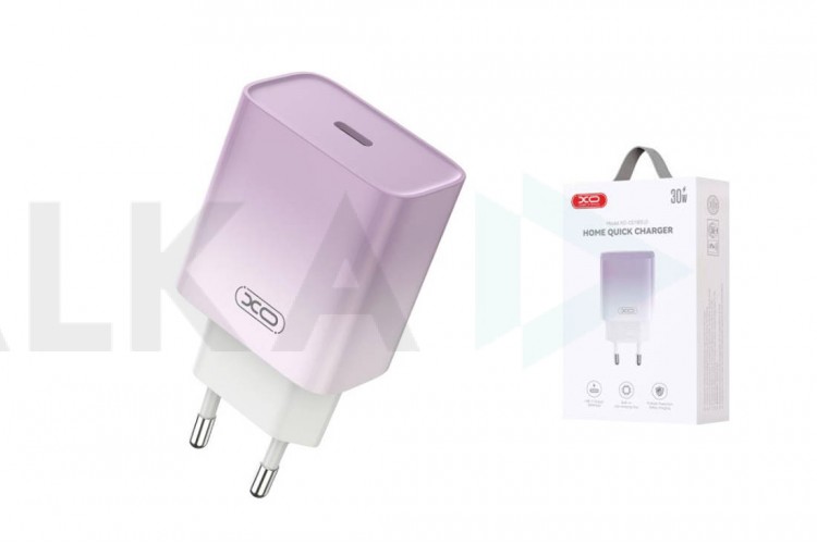 Сетевое зарядное устройство USB-C XO CE18 (EU) PD30W fast charging purple