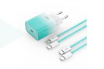 Сетевое зарядное устройство USB-C + кабель Lightning - Type-C XO CE18 (EU) PD30W fast charging green