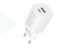 Сетевое зарядное устройство USB-C BOROFONE BA104A Pudding PD20W+QC3.0 (белый)