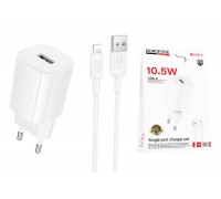 Сетевое зарядное устройство USB-C + кабель Lightning - USB BOROFONE BA101A Pudding (белый)