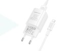 Сетевое зарядное устройство USB-C + кабель Lightning - USB BOROFONE BA101A Pudding (белый)