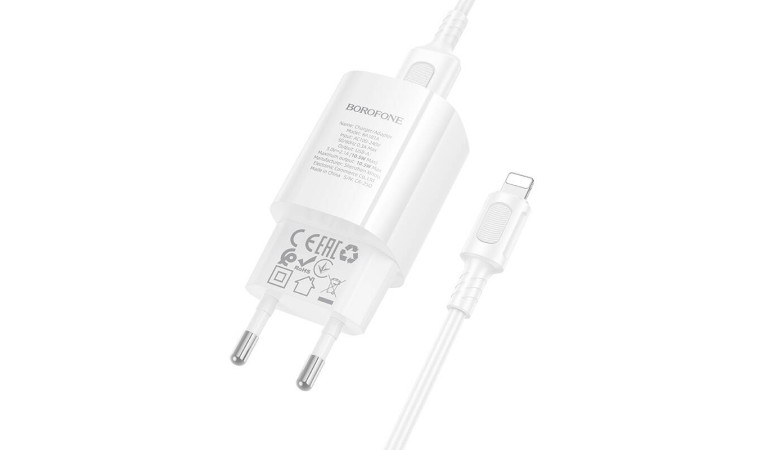 Сетевое зарядное устройство USB-C + кабель Lightning - USB BOROFONE BA101A Pudding (белый)