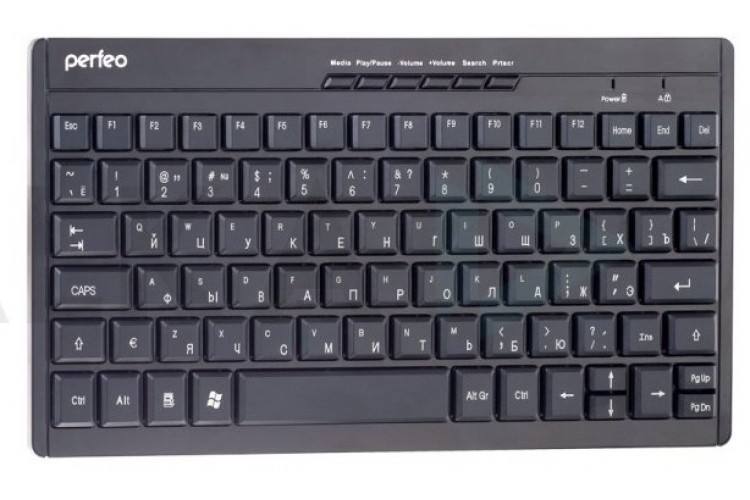 Клавиатура беспроводная Perfeo "COMPACT" Multimedia, USB, (черный)