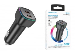 Автомобильное зарядное устройство АЗУ 2USB-C BOROFONE BZ28B Trophie PD55W (черный)