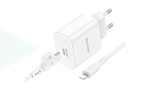 Сетевое зарядное устройство USB + кабель Lightning BOROFONE BA81A single port PD20W  (белый)