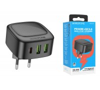 Сетевое зарядное устройство 2USB + USB-C BOROFONE BAS23A Lucky PD30W (черный)