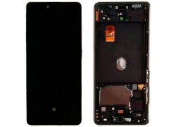 Дисплей для Samsung G780F Galaxy S20 FE в сборе с тачскрином + рамка (синий) OLED (Big glass)