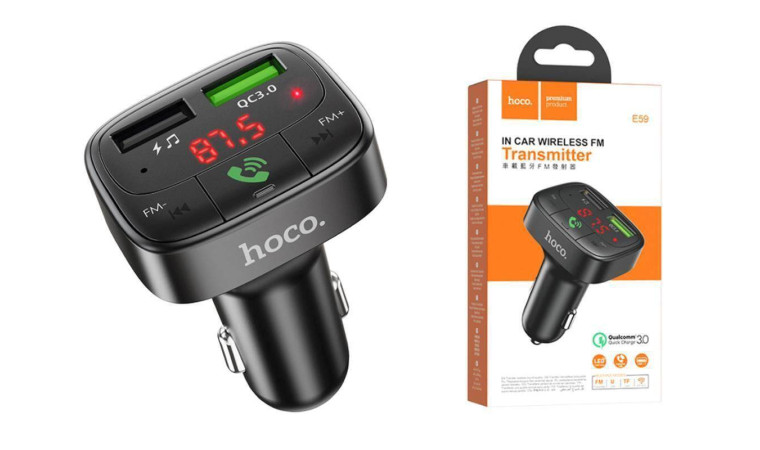 FM-Модулятор HOCO E59 Promise QC3.0 car BT FM transmitter