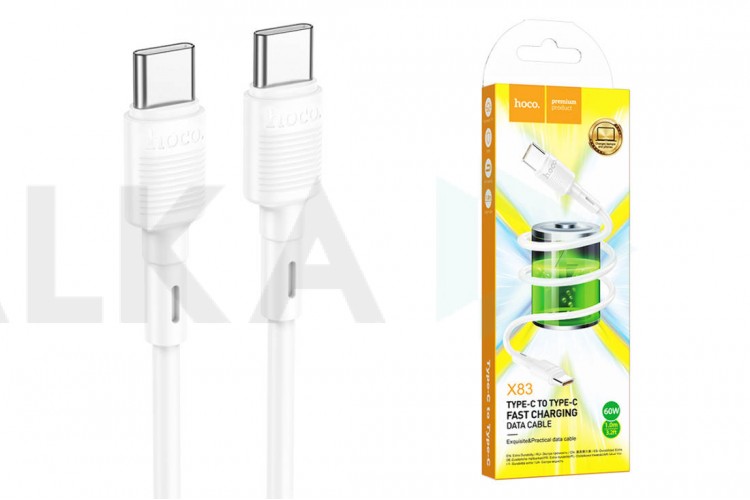 Кабель USB Type-C - USB Type-C HOCO X83 PD60W (белый) 1м