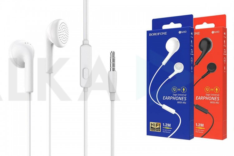 Наушники вакуумные проводные BOROFONE BM40 Sage universal earphones (белый)