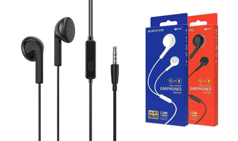 Наушники вакуумные проводные BOROFONE BM40 Sage universal earphones (черный)