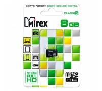 Карта памяти microSDHC MIREX 8 GB (class 10) без адаптера (13612-MC10SD08)