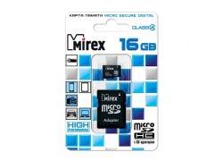 Карта памяти microSDHC MIREX 16 GB (class 4) с адаптером (13613-ADTMSD16)