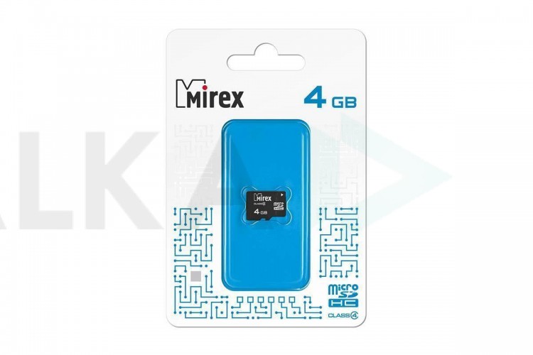 Карта памяти microSDHC MIREX 4 GB (class 4) без адаптера (13612-MCROSD04)