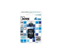 Карта памяти microSDHC MIREX 4 GB (class 4) с адаптером (13613-ADTMSD04)