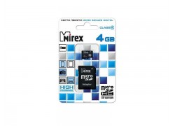 Карта памяти microSDHC MIREX 4 GB (class 4) с адаптером (13613-ADTMSD04)