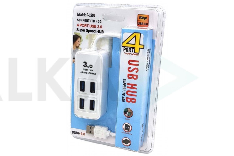 Разветвитель USB HUB 3.0 NN-HB008 на 4 порта (белый)