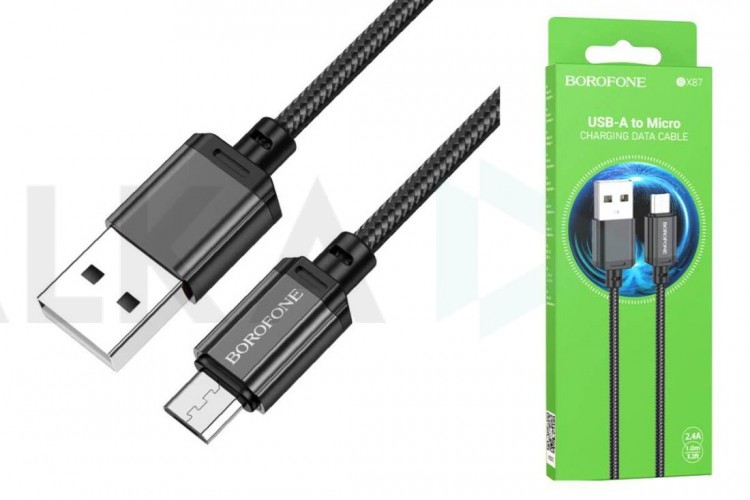 Кабель USB - MicroUSB BOROFONE BX87 2,4A (черный) 1м