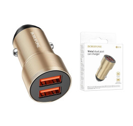 Автомобильное зарядное устройство АЗУ 2USB BOROFONE BZ19 Wisdom 2400 mAh (золотой)