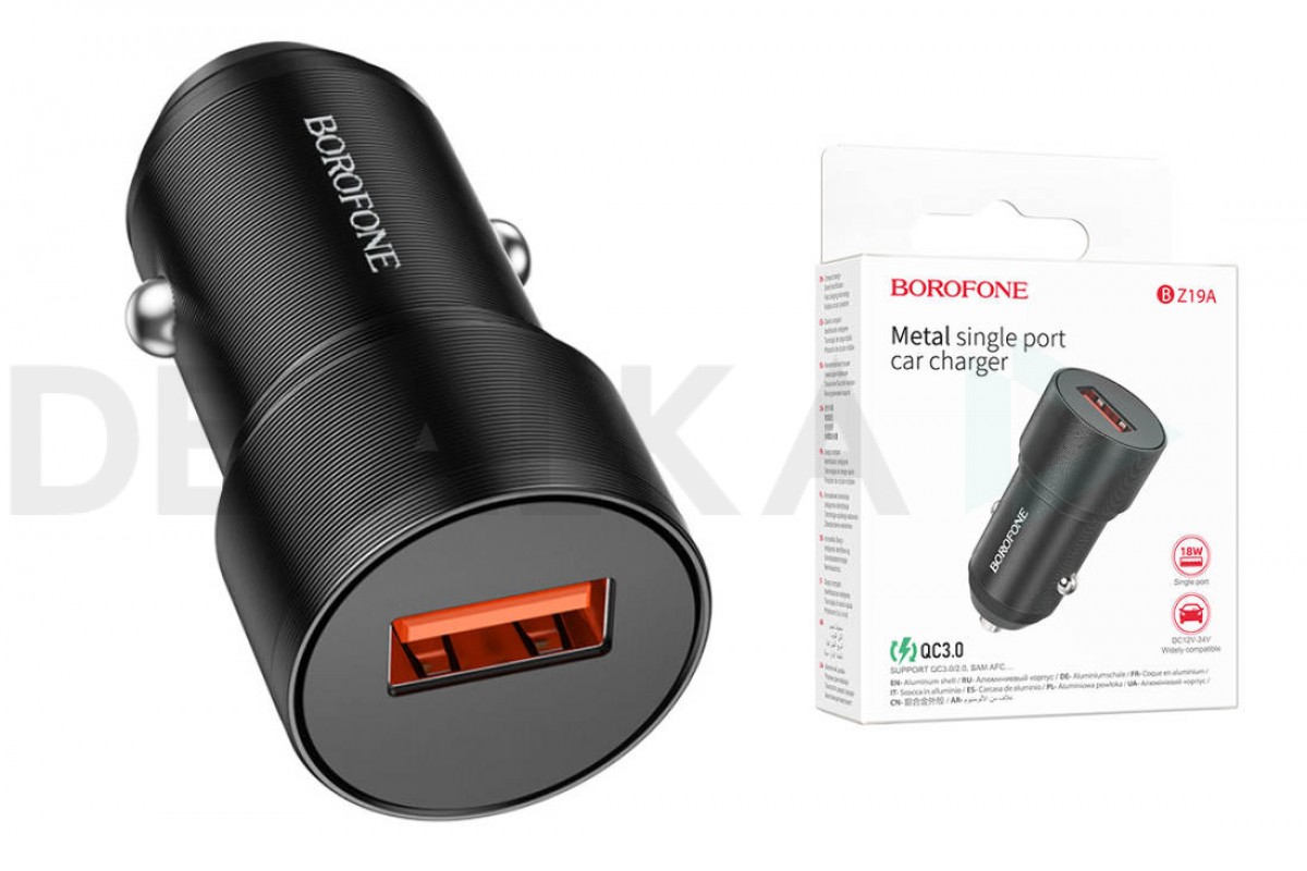 Автомобильное зарядное устройство АЗУ USB BOROFONE BZ19A power single port  QC3.0 (черный) в Детальке купить,