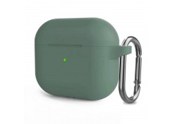 Чехол для наушников Soft-Touch AirPods PRO 2 с карабином и нижней заглушкой (зеленый лес)