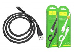 Кабель USB - MicroUSB HOCO X40 2,4A (черный) 1м