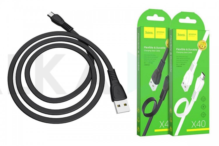 Кабель USB - MicroUSB HOCO X40 2,4A (черный) 1м