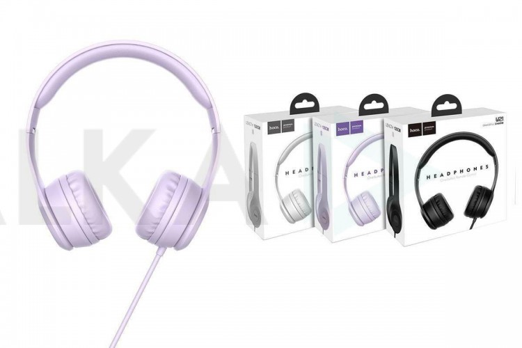 Наушники мониторные проводные HOCO W21 Graceful charm wire control headphones (фиолетовый)