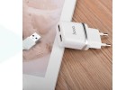 Сетевое зарядное устройство 2USB + кабель Type-C HOCO C12Q быстрая зарядка (черный)