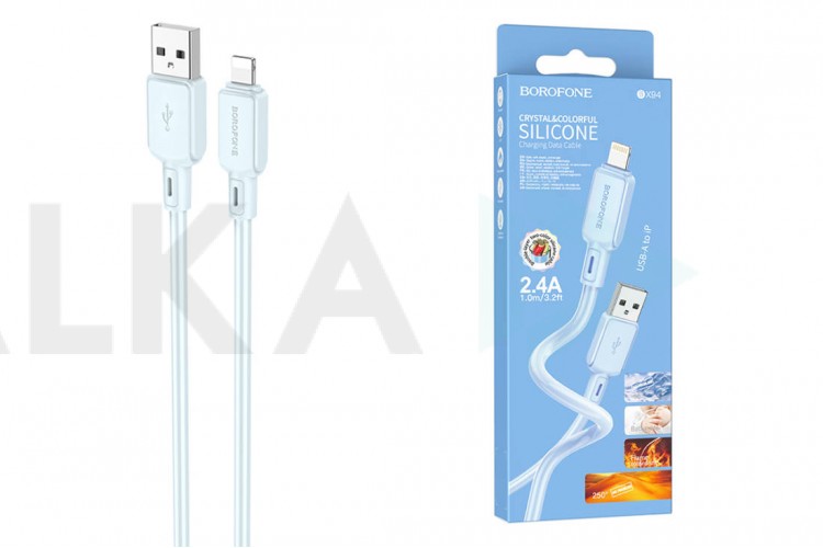 Кабель USB - Lightning BOROFONE BX94 2,4A (светло-синий) 1м