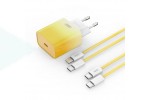 Сетевое зарядное устройство USB-C + кабель Type-C-Type-C XO CE18  PD30W  fast charging  yellow