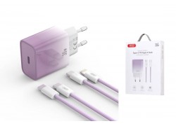 Сетевое зарядное устройство USB-C + кабель Type-C-Type-C XO CE18 PD30W  fast charging  purple