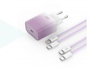 Сетевое зарядное устройство USB-C + кабель Type-C-Type-C XO CE18 PD30W  fast charging  purple