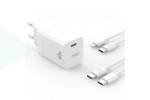 Сетевое зарядное устройство USB-C + кабель Lightning - Type-C XO CE10 PD 65W GaN White