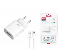 Сетевое зарядное устройство USB + кабель MicroUSB XO L99 2.4A White