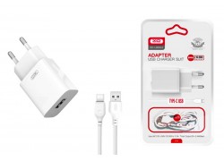 Сетевое зарядное устройство USB + кабель Type-C XO L99 2.4A White