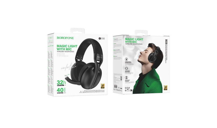 Наушники мониторные беспроводные BOROFONE BO30 Magic light Bluetooth (черный)