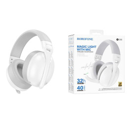 Наушники мониторные беспроводные BOROFONE BO30 Magic light Bluetooth (белый)