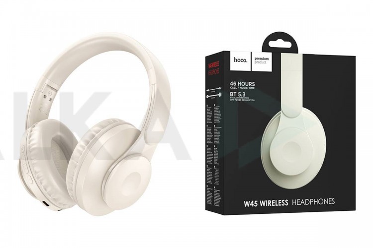 Наушники мониторные беспроводные HOCO W45 Enjoy Bluetooth (молочно белый)