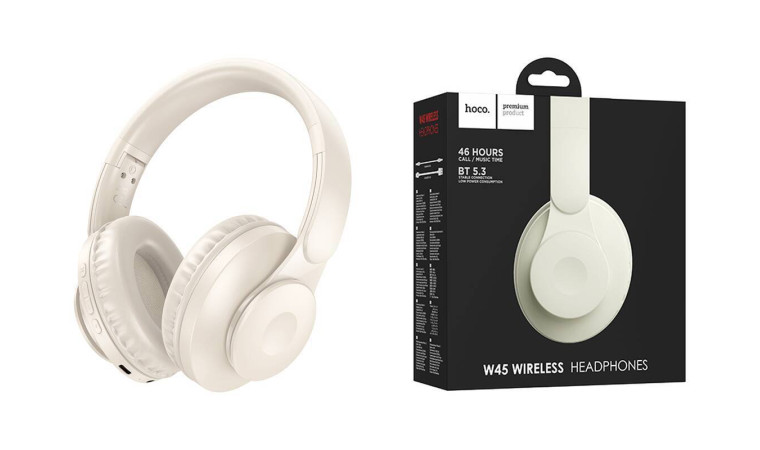 Наушники мониторные беспроводные HOCO W45 Enjoy Bluetooth (молочно белый)