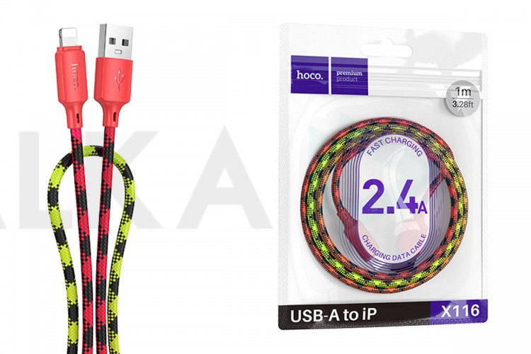 Кабель USB - Lightning HOCO X116 Meridian (красный градиент)