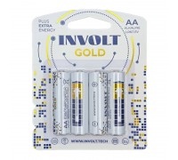 Батарейка алкалиновая INVOLT GOLD AA (LR6) 4B (цена за блистер 4 шт) PREMIUM