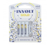 Батарейка алкалиновая INVOLT GOLD AAA (LR03) 4B (цена за блистер 4 шт) PREMIUM