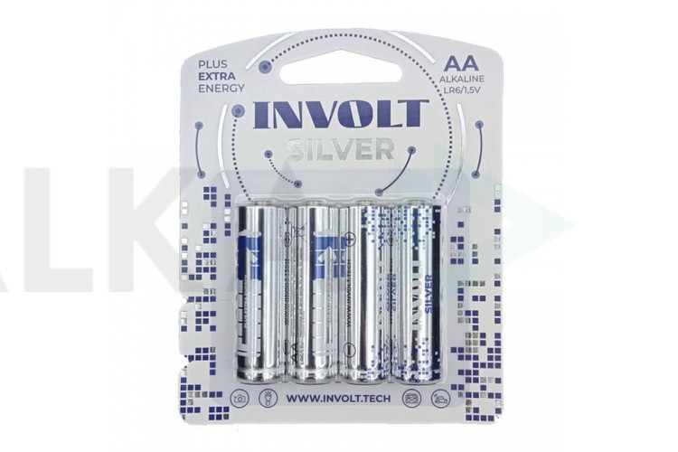 Батарейка алкалиновая INVOLT SILVER AA (LR6) 4B (цена за блистер 4 шт) PREMIUM