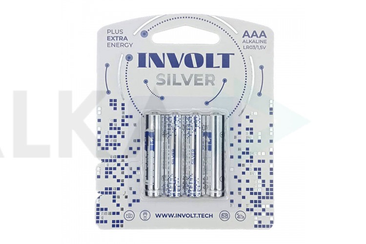 Батарейка алкалиновая INVOLT SILVER AAA (LR03) 4B (цена за блистер 4 шт) PREMIUM