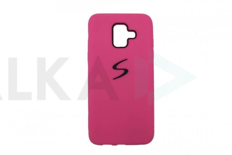 Чехол для Samsung A6 (2018) с логотипом (ярко-розовый)