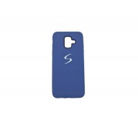 Чехол для Samsung A6 (2018)  с логотипом (темно-синий)