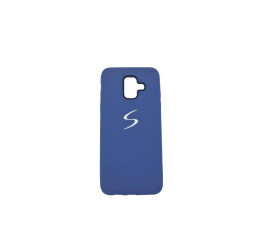 Чехол для Samsung A6 (2018)  с логотипом (темно-синий)