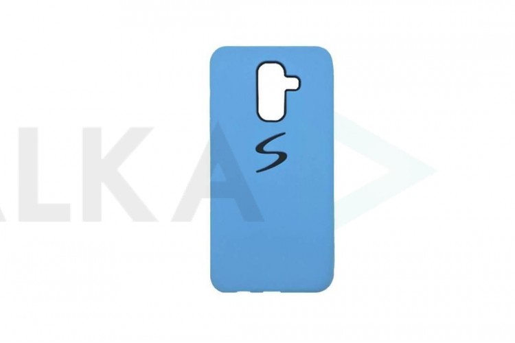 Чехол для Samsung A6 Plus (2018)  (голубой) с логотипом