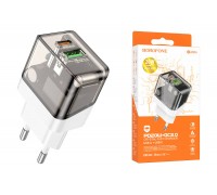 Сетевое зарядное устройство USB-C + USB BOROFONE BA80A PD 20W + QC3.0 (прозрачный)